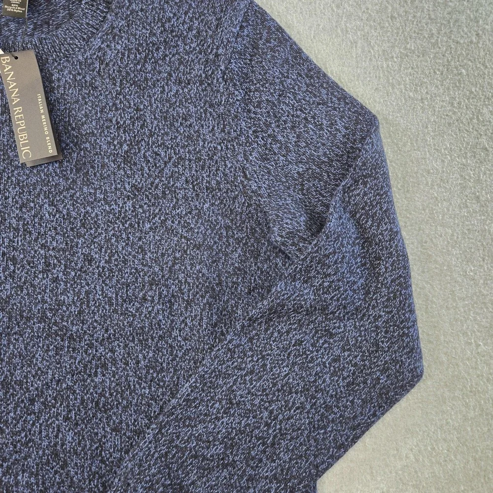 Banana Republic Sweater Mens M Blue‎ Crew Neck Pullover Chunky-Knit Wool Nylon
